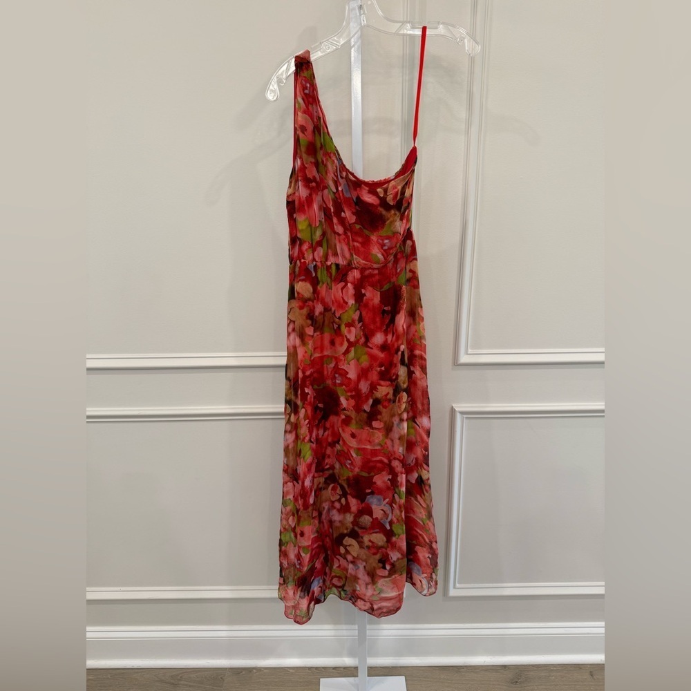 LARA One Shoulder Dress - Red Floral